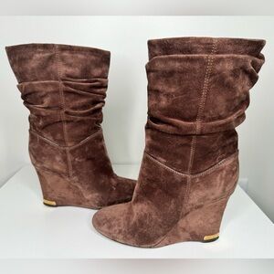 Louis Vuitton Brown Suede Cate Wedge Half Boots - Unmatched Elegance and Quality